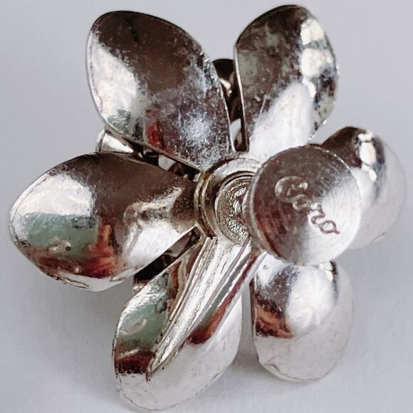 VTG Signed Coro Screw Back Earrings Black Enamel Rhinestone Mid Century - Picture 9 of 10